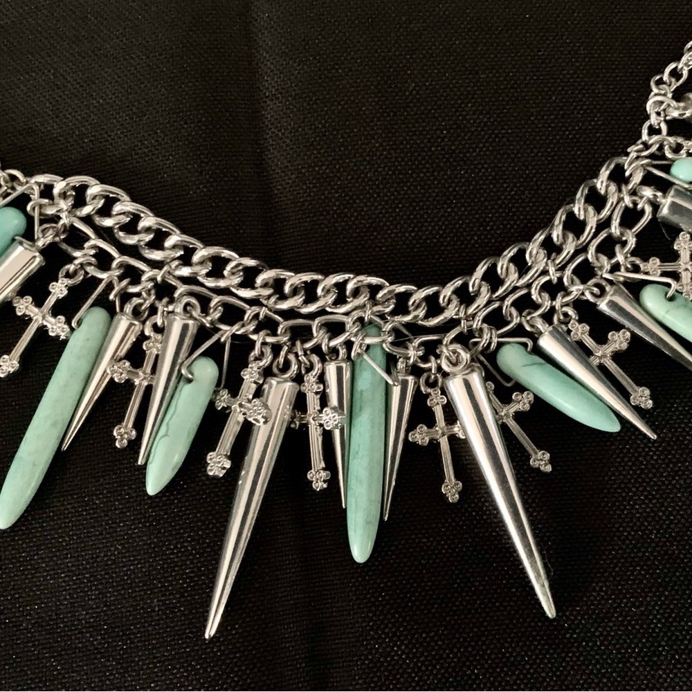 💚Genuine TURQUOISE & Multiple Cross Necklace by Cookie Lee - Picture 4 of 5